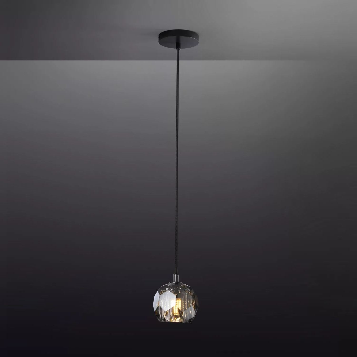 Boule De Clear/Smoke Glass Cord Pendant Light Modern Decorative Fixture