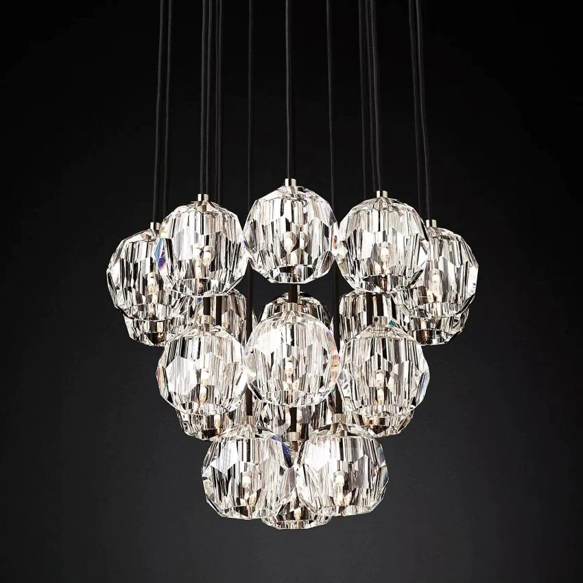 Boule De Crystal Ball Cluster Chandelier D19" Elegant Ceiling Light for Living Room