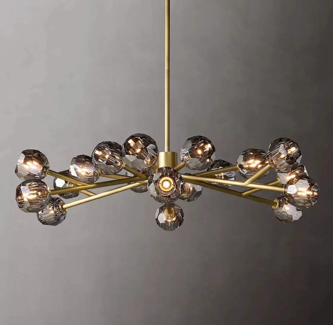 Boule De Cristal Smoke Glass Ball Contemporary Round Chandelier 48" Lighting Fixture