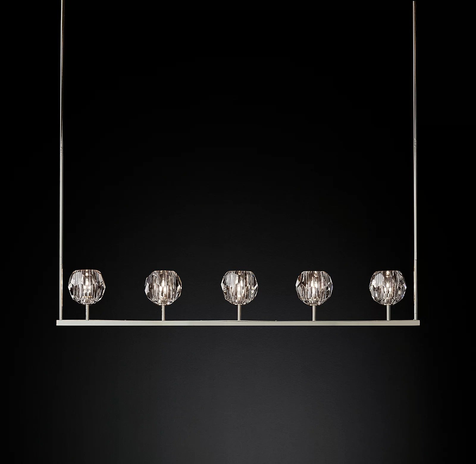 Boule De Cristal Clear Glass Minimalist Linear Elegant Chandelier 48" Lighting Fixture