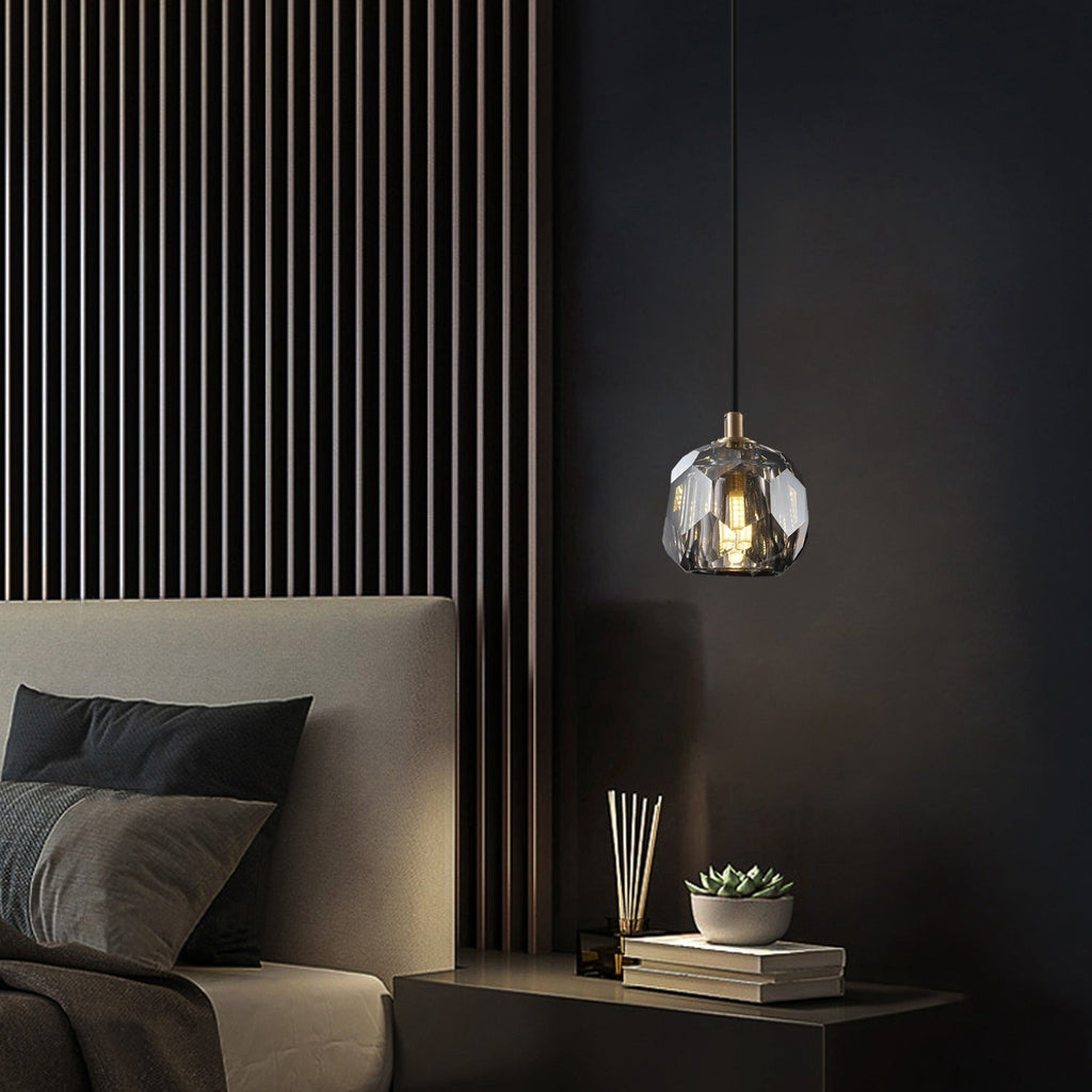 Boule De Clear/Smoke Glass Cord Pendant Light Modern Decorative Fixture