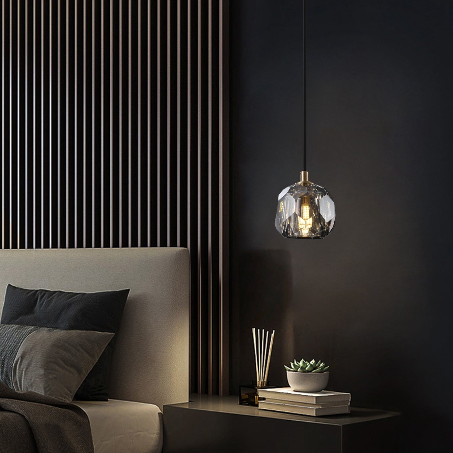 Boule De Clear/Smoke Glass Cord Pendant Light Modern Decorative Fixture