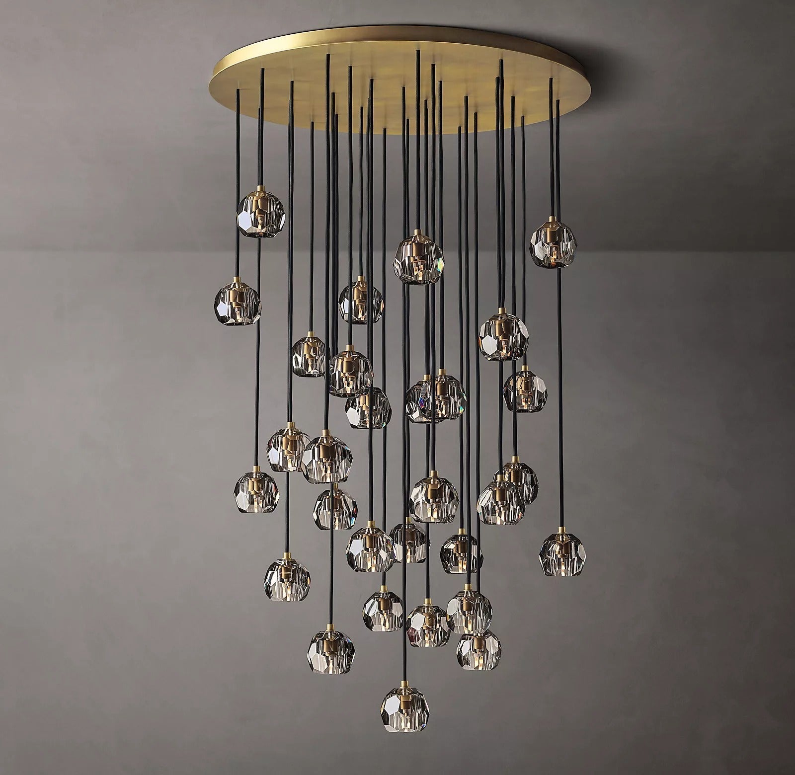 Luxury Boule De Cristal Smoke Crystal Round Chandelier Modern Lighting 40"