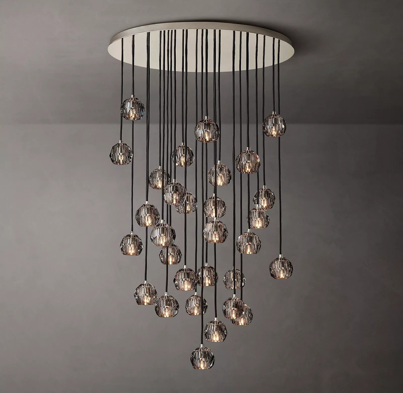 Luxury Boule De Cristal Smoke Crystal Round Chandelier Modern Lighting 40"
