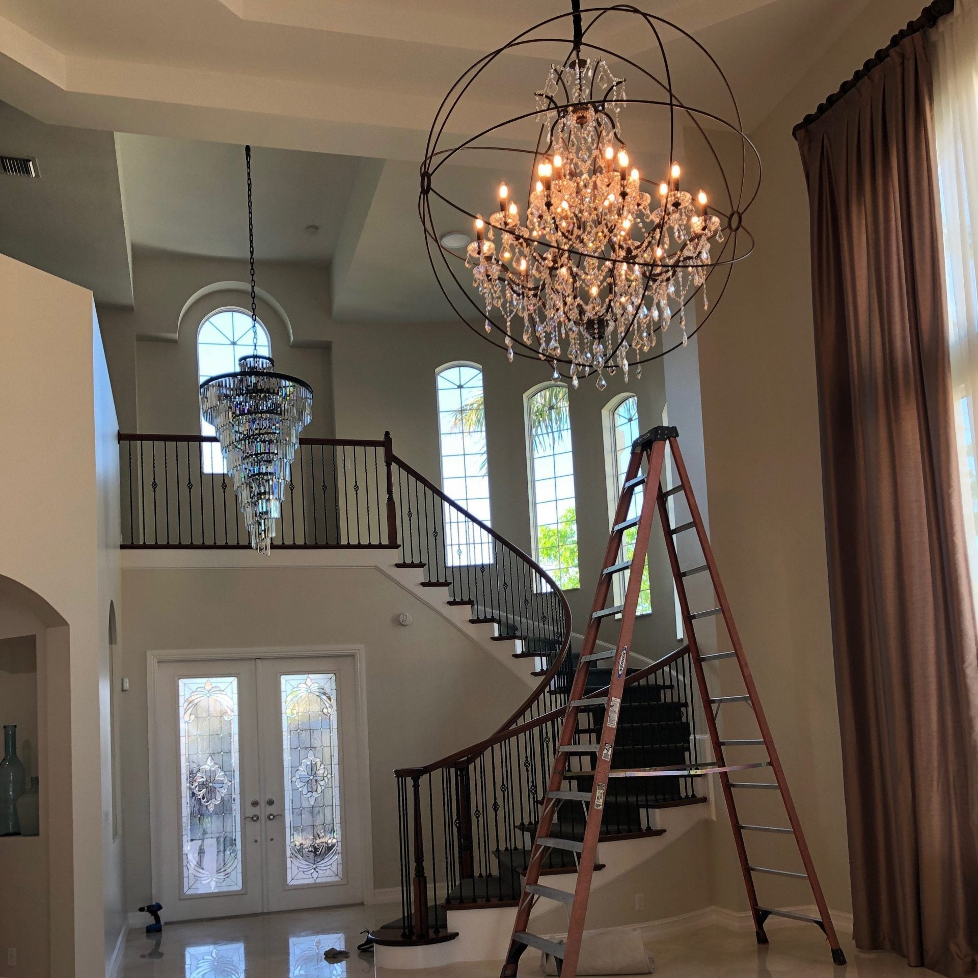 Luxury Odeon Spiral Layered Crystal Fringe Chandelier Artistic Lighting for Living Room