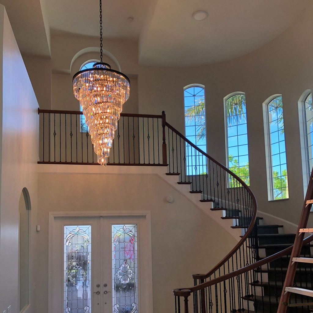 Luxury Odeon Spiral Layered Crystal Fringe Chandelier Artistic Lighting for Living Room
