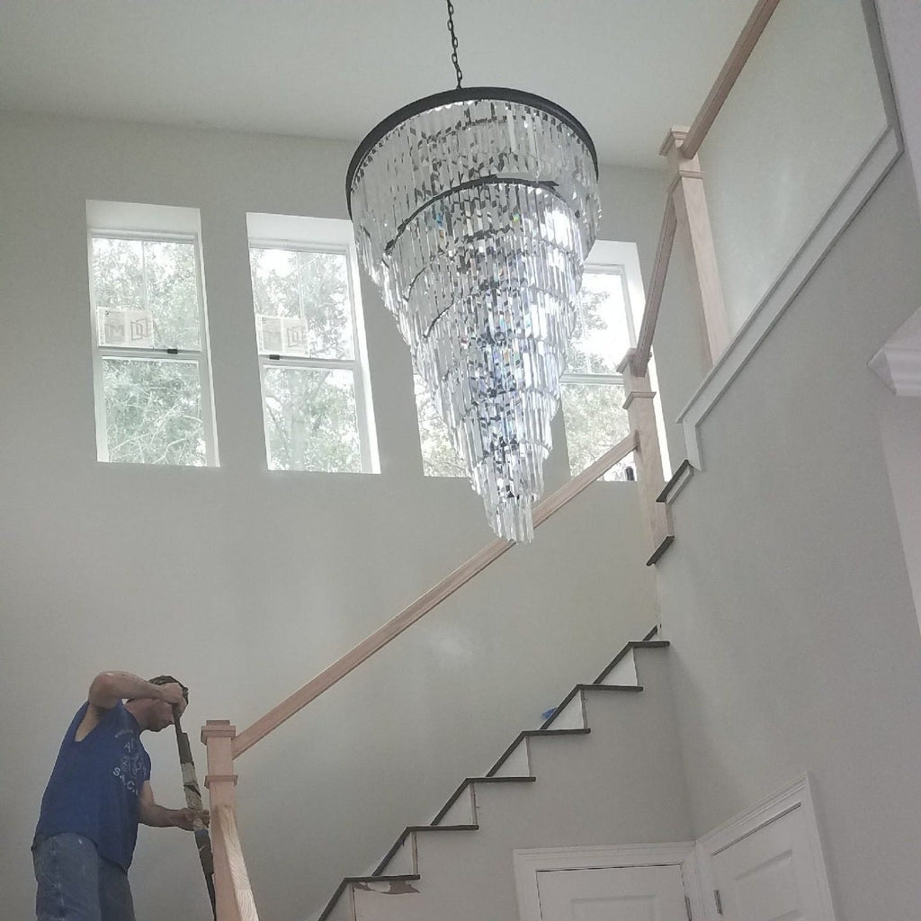 Luxury Odeon Spiral Layered Crystal Fringe Chandelier Artistic Lighting for Living Room