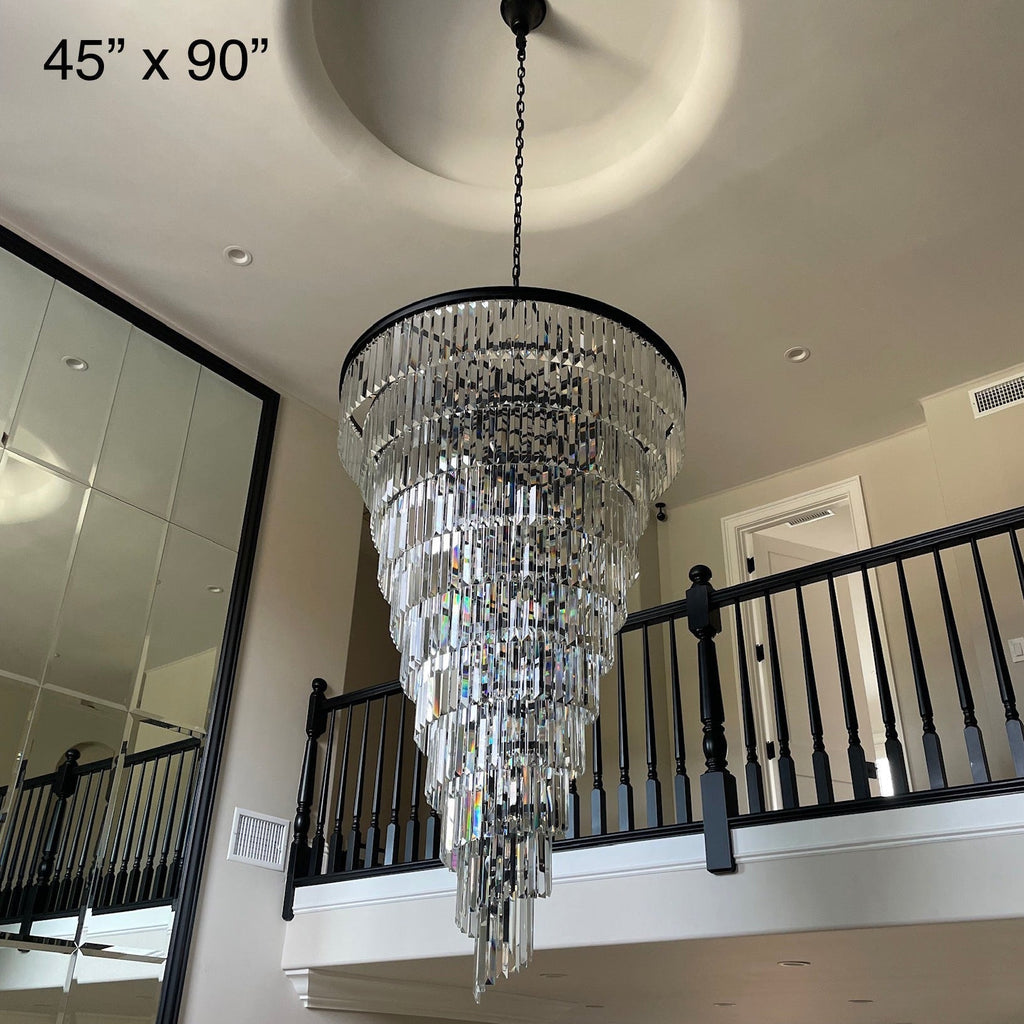 Luxury Odeon Spiral Layered Crystal Fringe Chandelier Artistic Lighting for Living Room