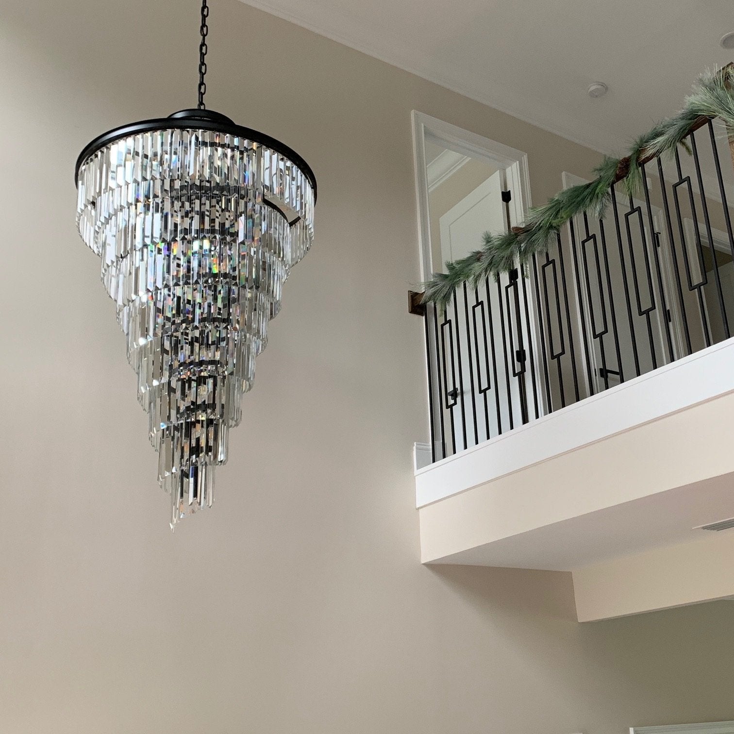 Luxury Odeon Spiral Layered Crystal Fringe Chandelier Artistic Lighting for Living Room