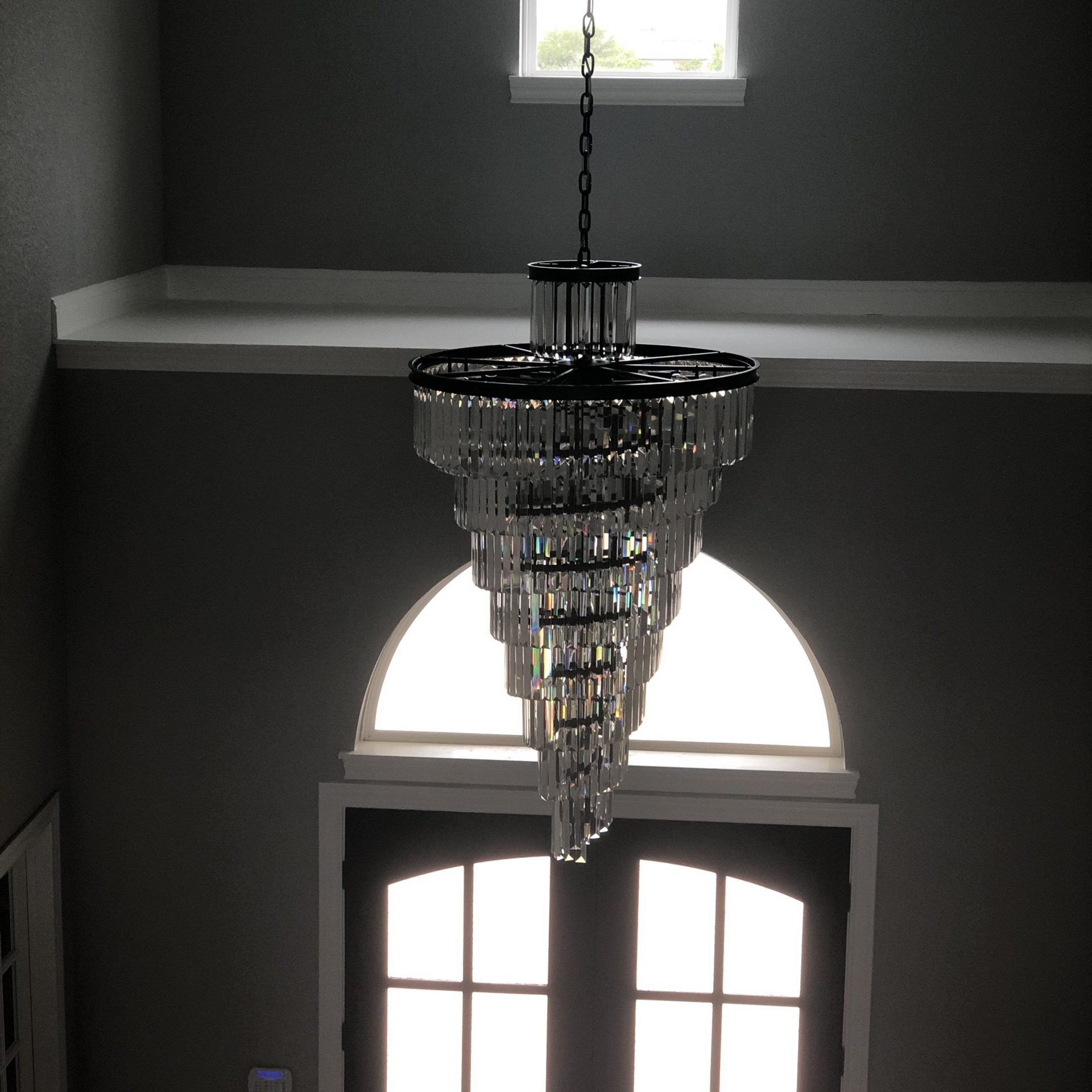 Luxury Odeon Spiral Layered Crystal Fringe Chandelier Artistic Lighting for Living Room