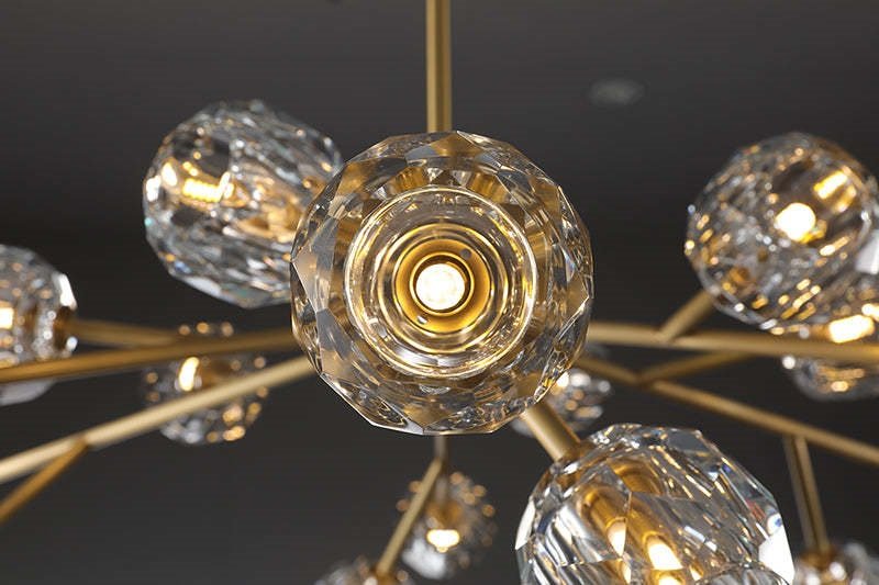 Boule De Cristal Smoke Glass Ball Modern Round Chandelier Lighting 24"