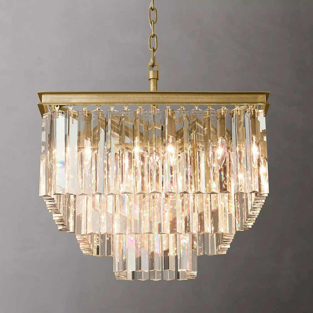 1920s Odeon Modern Crystal Square Chandelier Lighting Fixtures for Dining Table