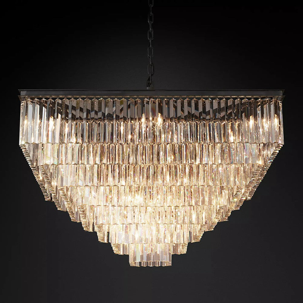 1920s Odeon Modern Crystal Square Chandelier Lighting Fixtures for Dining Table
